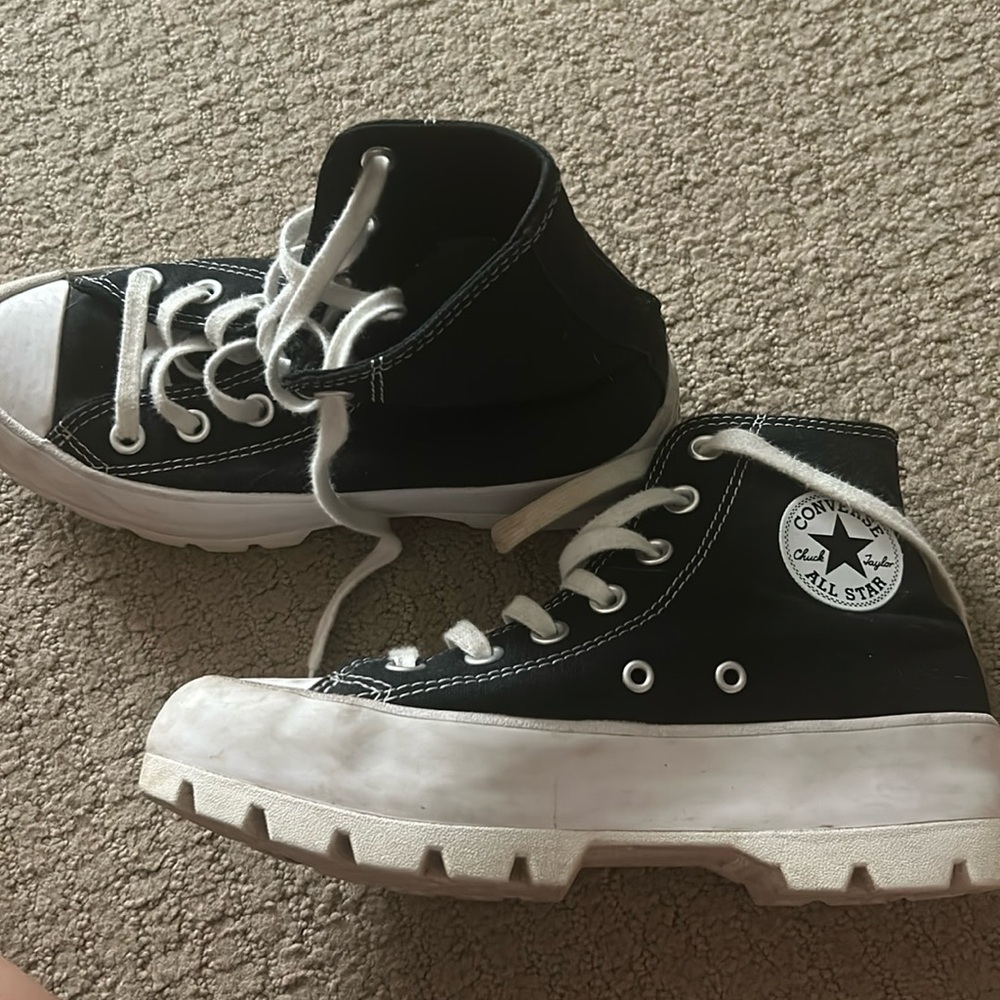 lugged platform black converse